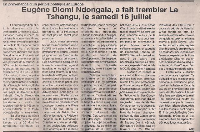 DIOMI NDONGALA (DC) MOBILISE MASSIVEMENT DANS LES QUARTIERS POPULAIRES DE KINSHASA Les20nouvelles20du20soir1