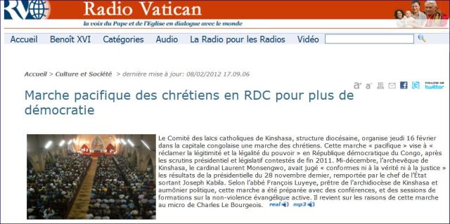 CARDINAL LAURENT MONSENGWO: “les resultats des élections ne sont conformes ni à la vérité ni à la justice” - Page 5 Radio-vaticana