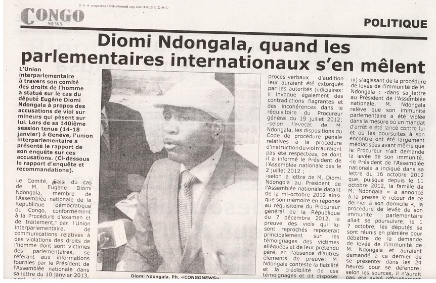 APRES 100 JOURS DE DETENTION AU SECRET, DIOMI NDONGALA LIBERE LA VEILLE DU SOMMET DE LA FRANCOPHONIE, HOSPITALISE EN URGENCE SUITE AUX SEQUELLES DE SON ENLEVEMENT - Page 28 Congo-news-19-03-13-001