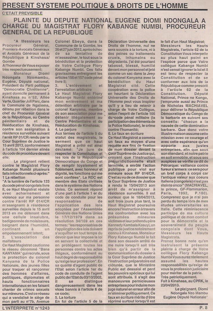 EUGENE DIOMI NDONGALA, LE PRISONNIER POLITIQUE DU REGIME KABILA - Page 4 Linterprete-nc2b01243