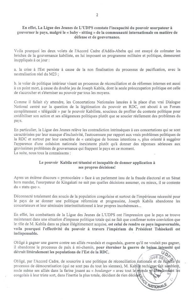 LA LIGUE DES JEUNES DE L’UDPS HAUSSE LE TON – DECLARATION POLITIQUE DU 21/11/2013 Ligue-des-jeunes-21