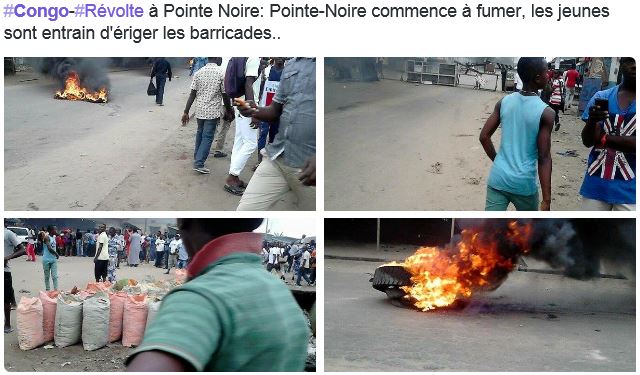 Congo Brazzaville : Début de la protestation populaire contre les élections .. Barricades-pointe-noire-181015